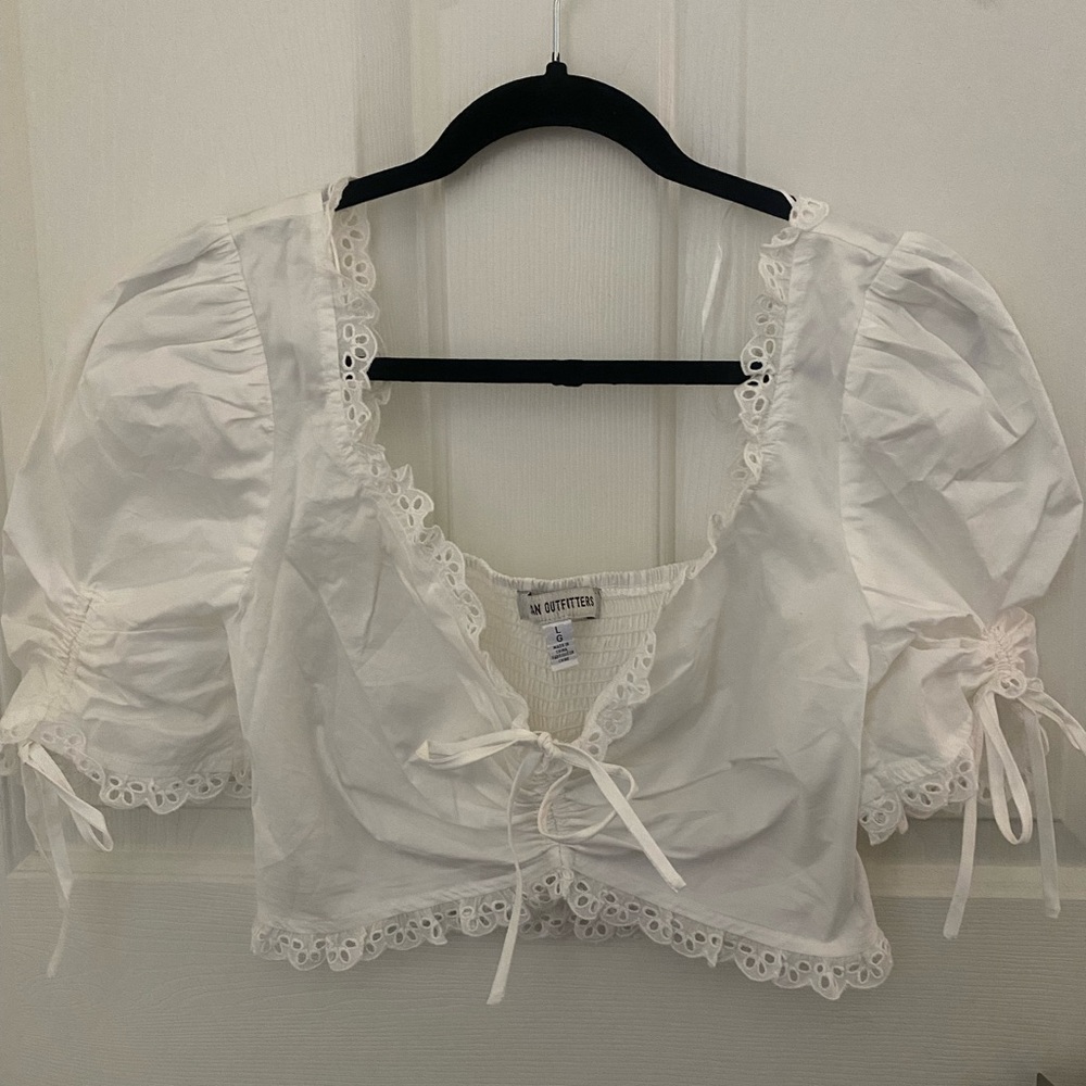 White Ruffled Crop Top